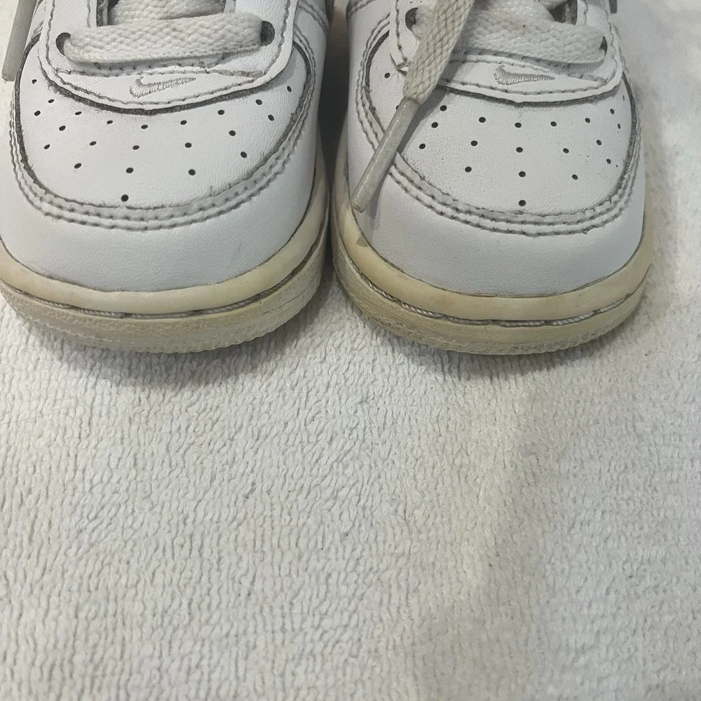Nike Toddler Baby Air Force 1 White Leather Sneakers Size 4c Triple White
